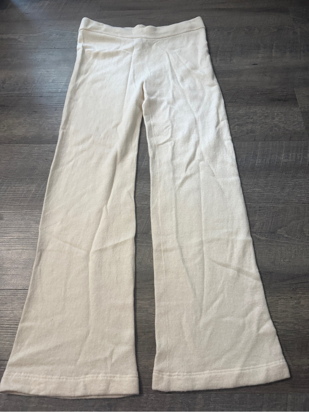Cashmere Donna Karan Off-White Wide-Leg Knit Pants